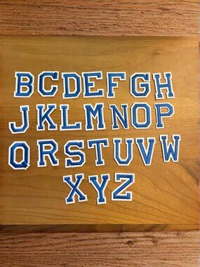 Iron On Patches 24 PCS Blue & White Alphabet (SKU: 63MI)